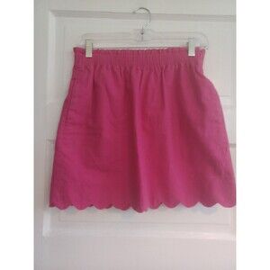 J. Crew pink linenblend skirt 4 scalloped hem paperbag waist classic preppy
